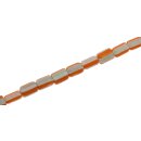 Glass Chevron beads grey white tube rounded / 11mm / 40pcs.