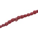 Glass Chevron beads red white teardrops / 8mm / 52pcs.