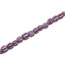 Glass Chevron beads blue white red tube / 6mm / 65pcs.