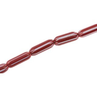 Glass Chevron beads white red tube rounded / 22mm / 19pcs.