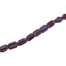 Glass Chevron beads white red blue tube rounded / 11mm /...