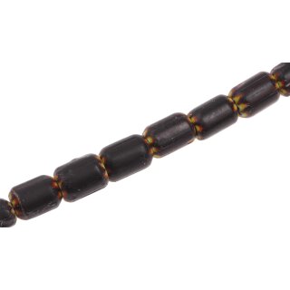 Glass Chevron beads yellow black tube rounded / 17mm / 25pcs.