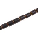 Glass Chevron beads yellow black tube rounded / 17mm /...