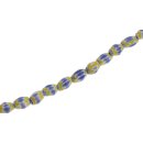 Glass Chevron beads yellow blue oval / 8mm / 48pcs.
