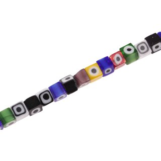 Glass Beads Shiny  Eye design multicolor square / 8mm / 46pcs.