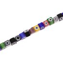 Glass Beads Shiny  Eye design multicolor square / 8mm /...