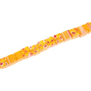 Glass Beads Shiny w design multicolor square / 8mm / 46pcs.