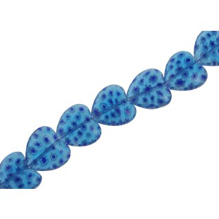 Glass Millefiori Beads Shiny blue Heart / 18mm / 24pcs.