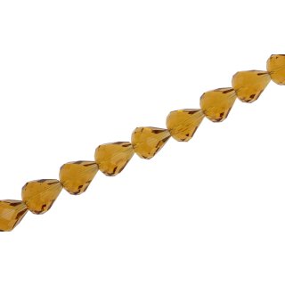 Genuine crystal faceted glass beads honey teardrops / 11mm / 33pcs.
