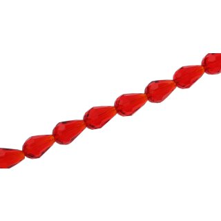 Genuine crystal faceted glass beads red teardrops / 12mm / 33pcs.