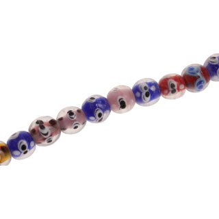 Glass Beads Shiny w design multicolor round / 12mm / 36pcs.