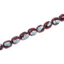 Glass Beads Shiny w design brown white green oval / 15mm...