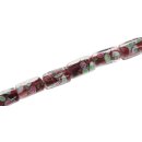 Glass Beads Shiny w design brown white green square /...