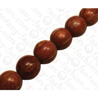 Bamboo Coral Round Beads Red with Brass / ca. 25mm / 17pcs.