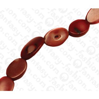 Bambus Koralle Irregular Oval Red Shiny / ca. 15x10mm / 26pcs.