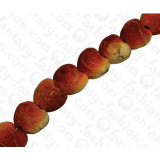 Bamboo Coral Heart Shape Red and Tiger/ ca. 18mm / 22pcs.