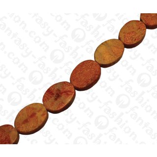 Bamboo Coral Flat Oval Red / ca. 17x12mm / 23pcs.