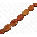 Bamboo Coral Flat Oval Red / ca. 17x12mm / 23pcs.