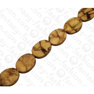 Bamboo Coral Flat Oval Tiger / ca. 20x15mm / 20pcs.