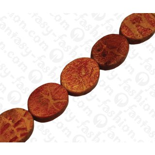 Bamboo Coral Flat Oval Red / ca. 20x15mm / 20pcs.