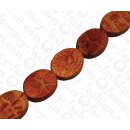 Bamboo Coral Flat Oval Red / ca. 20x15mm / 20pcs.
