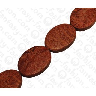 Bamboo Coral Flat Oval Red / ca. 30x23mm / 13pcs.
