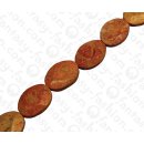 Bambus Koralle Faceted Oval Red Orange / ca. 21x16mm /...