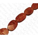Bamboo Coral Faceted Oval Red / ca. 30x20mm / 13pcs.