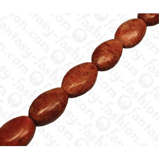 Bamboo Coral Rounded Oval Red / ca. 25x17mm / 16pcs.