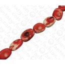 Bamboo Coral Irregular Oval Red and White Shiny / ca. 20...