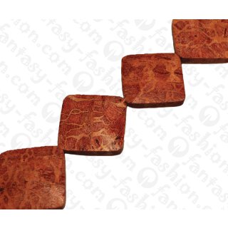Bambus Koralle Rhombus Red / ca. 38x38x7mm / 12pcs.