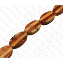 Bambus Koralle Flat Oval Red and Tiger / ca. 40x22mm /...
