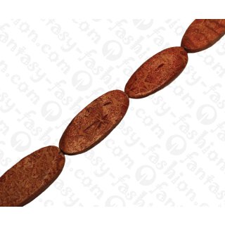 Bambus Koralle Irregular Oval Red / ca. 50x20mm / 8pcs.
