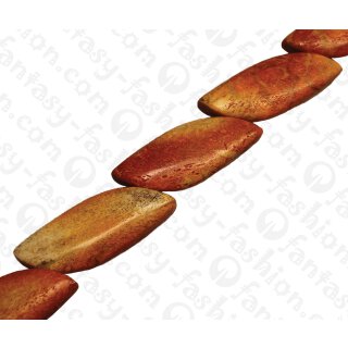 Bambus Koralle Irregular Oval Red Orange / ca. 52x20mm / 7pcs.