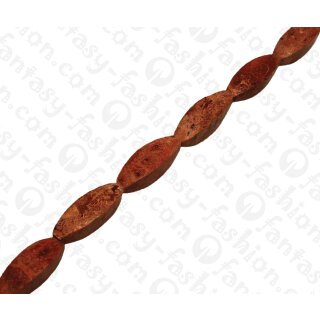 Bamboo Coral Four Sided Oval Red / ca. 30x10mm / 13pcs.