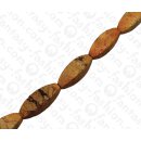 Bambus Koralle Four Sided Oval Tiger / ca. 30x10mm / 13pcs.