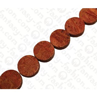 Bamboo Coral Flat Round Red / ca. 20mm / 20pcs.