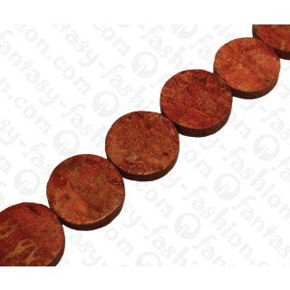 Bamboo Coral Flat Round Red / ca. 25mm / 16pcs.
