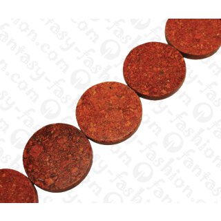 Bamboo Coral Flat Round Red / ca. 40mm / 10pcs.