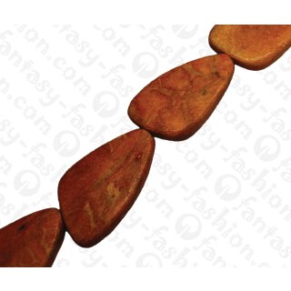Bamboo Coral Irregular Teardrop Red / ca. 36x20mm / 11pcs.