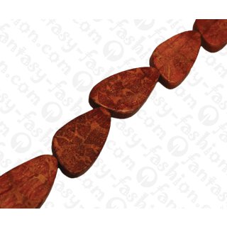Bamboo Coral Irregular Teardrop Red / ca. 37mm / 10pcs.