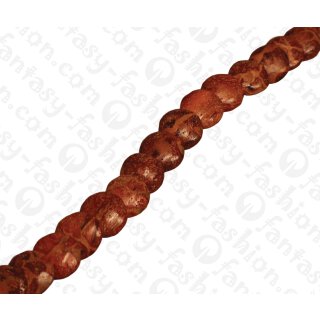 Bamboo Coral Flat Round with Slanted Drill Red / ca. 14x4mm / 28pcs.