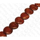 Bamboo Coral Flat Round with Slanted Drill Red / ca. 15mm...
