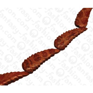 Bamboo Coral Leaf Shape Red / ca. 37mm / 10pcs.