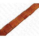 Bambus Koralle Flat Sqaure Red Orange / ca. 26x26mm / 15pcs.