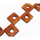 Bambus Koralle Flat Square with Hole and Side Drill Red...