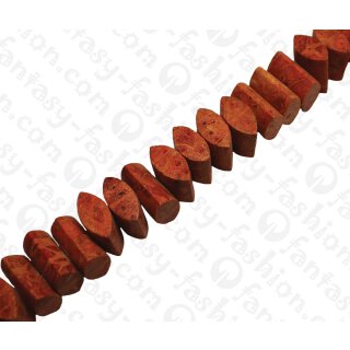Bambus Koralle Pillow Shape with Center Drill Red / ca. 10x20mm / 40pcs.