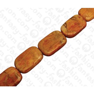 Bamboo Coral Flat Rectangle with Rounded Edge Red Orange / ca. 30x20mm / 13pcs.