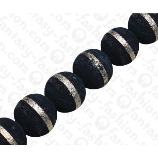 Bambus Koralle Rund Beads Dark Blue with Silver / ca. 25mm / 16pcs.