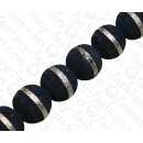 Bambus Koralle Rund Beads Dark Blue with Silver / ca....